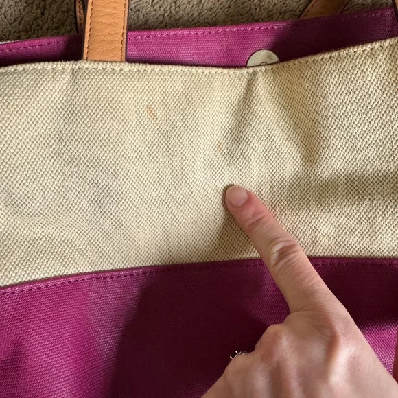 Authentic Tory Burch Fushia and Cream Pierson Mini Tote with Gold Hardware - Picture 8 of 11